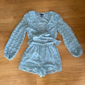 Love By Design Priyanka Swiss Dot Chiffon Front Tie Romper